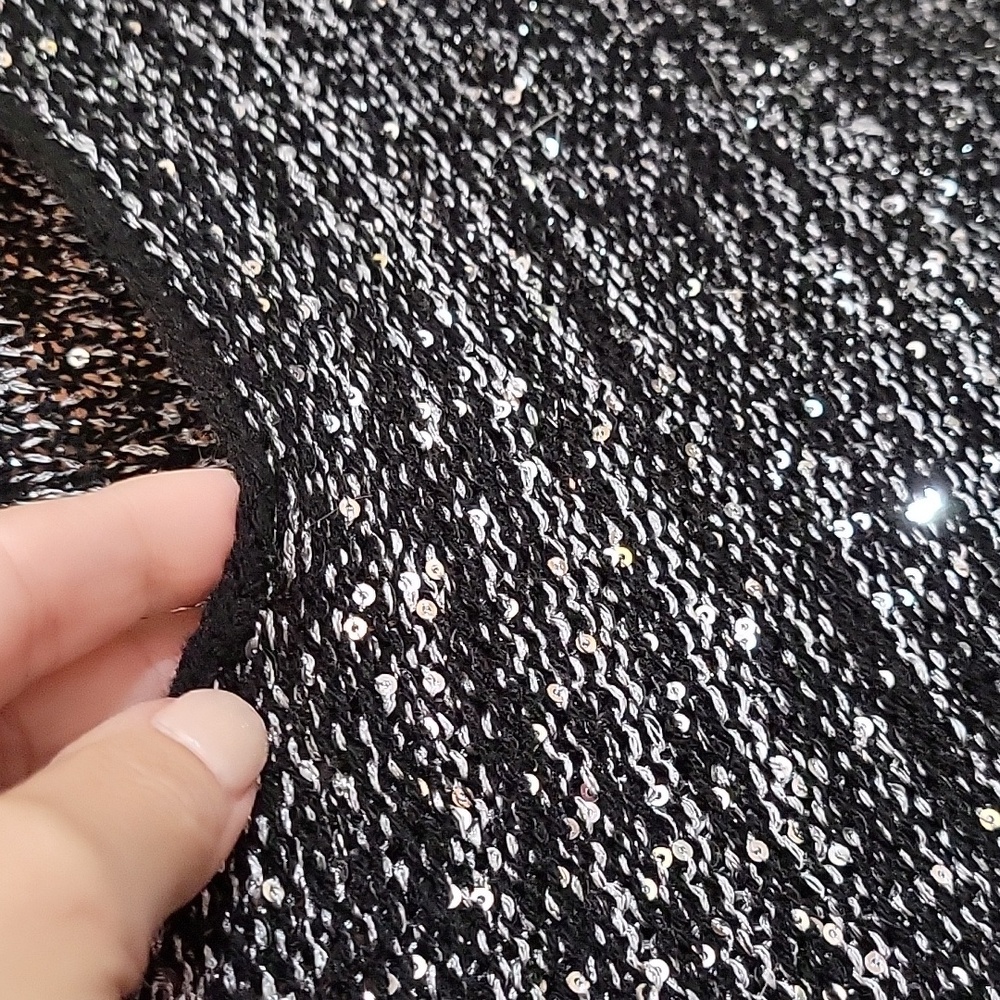 SEQUIN SPARKLE KNIT SWEATER with Sheer Hem - Picture 5 of 7